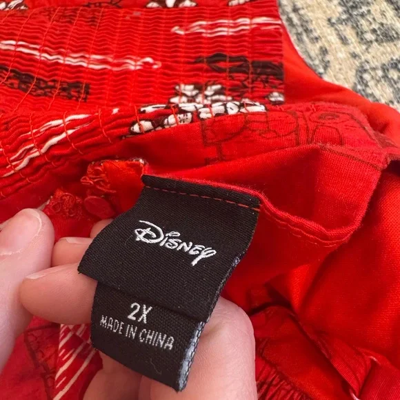 Disney Lilo & Stitch Red Hawaiian Print Sundress |Fit & Flare| Adjustable Straps - Picture 2 of 4